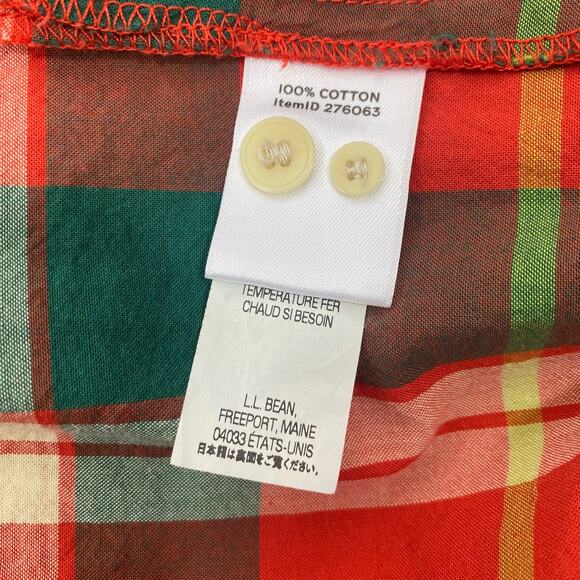 L.L. Bean Signature Madras Camp Shirt Dress Red Plaid Button Down Womens Size 10 - Picture 15 of 16